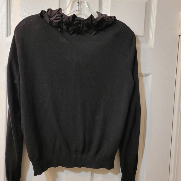 Worthington black ladies fitted Cardigan with black Satin Neck detail size L - Picture 4 of 4